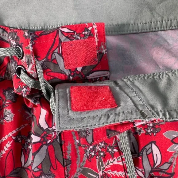 Stio Board Shorts Mens 33x10 Red Aloha Floral Drawstring Swim Trunks Ocean - Picture 6 of 12